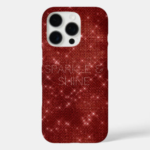 Funda iPhone 16 Pro Glam Sparkle, Moda roja glitzy