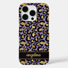 Gold Foil On Purple Leopard Print Monogrammed