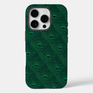 Funda iPhone 16 Pro Gotitas de Agua en Metal Verde