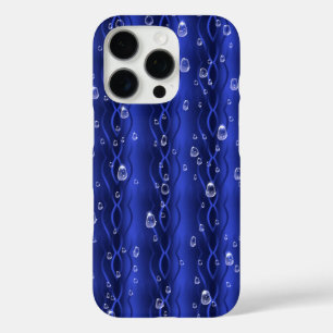Funda iPhone 16 Pro Gotitas de lluvia en metal azul