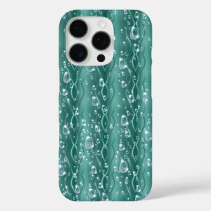 Funda iPhone 16 Pro Gotitas de lluvia en metal verde