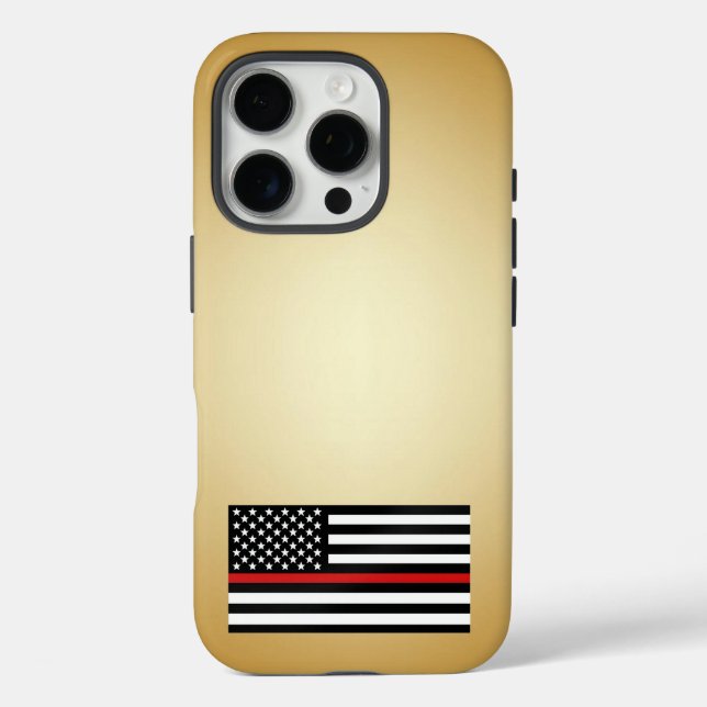 Funda iPhone 16 Pro Gradiente de oro de línea roja delgada (Reverso )