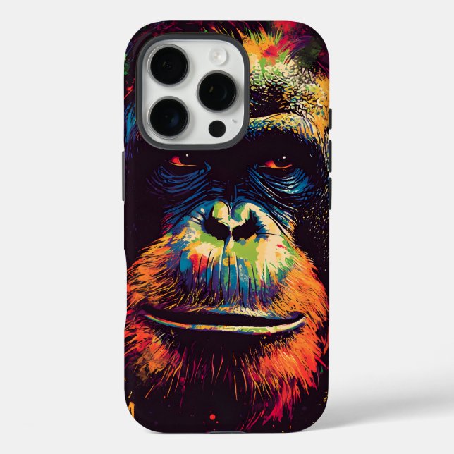 Funda iPhone 16 Pro Graffiti salvaje Gorila de la selva urbana (Reverso )