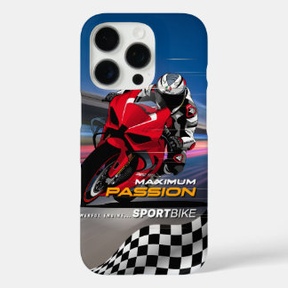 Funda iPhone 16 Pro Gráficos de piloto de superbike con máxima pasión