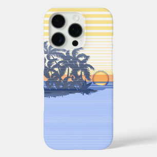 Funda iPhone 16 Pro Gran franja de atardecer azul hawaiano