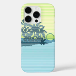 Funda iPhone 16 Pro Gran franja de atardecer Verde azulado hawaiano