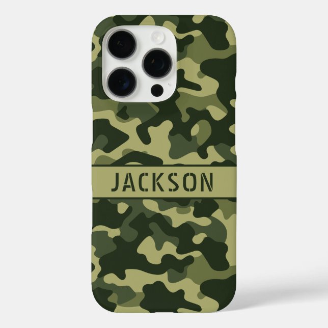 Funda iPhone 16 Pro Green Camouflage Personalized (Reverso )