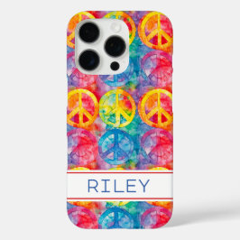Funda iPhone 16 Pro Groovy Retro Hippie Signo de Paz Personalizado
