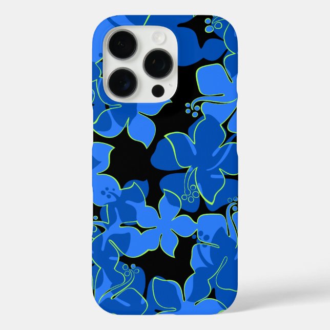 Funda iPhone 16 Pro Hanalei Hawaiian Hibiscus Floral Blue (Reverso )