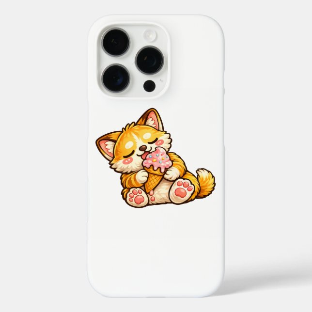 Funda iPhone 16 Pro Helado de gato lindo (Reverso )
