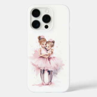 Funda iPhone 16 Pro Hermanas Ballerina abrazando el baile gigante rosa