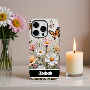 Funda iPhone 16 Pro Hermosas mariposas monarcas flores silvestres colo