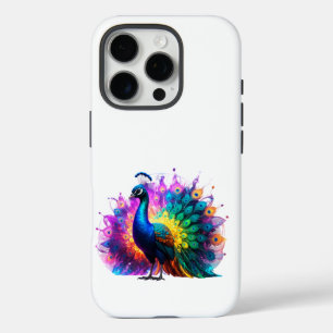 Funda iPhone 16 Pro Hermoso arte de pavo real colorido