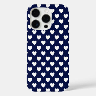 Funda iPhone 16 Pro Hermoso Corazón Azul Oscuro Y Blanco