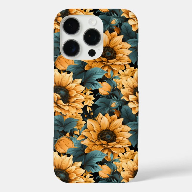 Funda iPhone 16 Pro Hermoso Girasol - Vibrante Arte Floral (Reverso )
