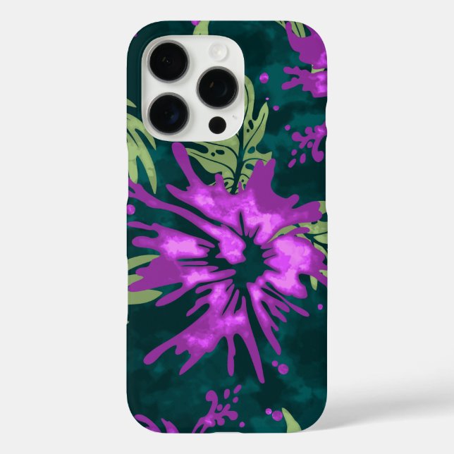 Funda iPhone 16 Pro Hibiscus Hawai Floral Violeta (Reverso )