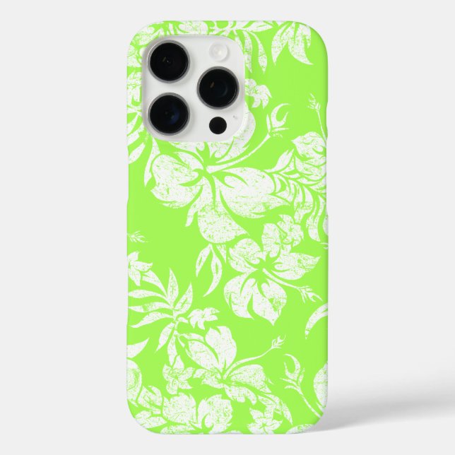 Funda iPhone 16 Pro Hibiscus Pareau Hawaii Lime Green (Reverso )