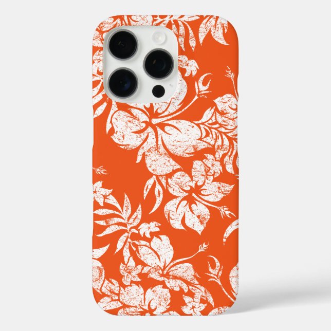 Funda iPhone 16 Pro Hibiscus Pareau Hawaii Naranja Floral (Reverso )