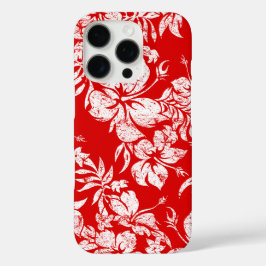 Funda iPhone 16 Pro Hibiscus Pareau Hawaii Rojo Floral