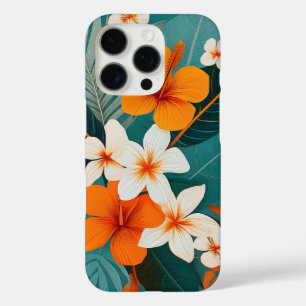 Funda iPhone 16 Pro Hibiscus y Plumeria modernos de Hawái de mediados 