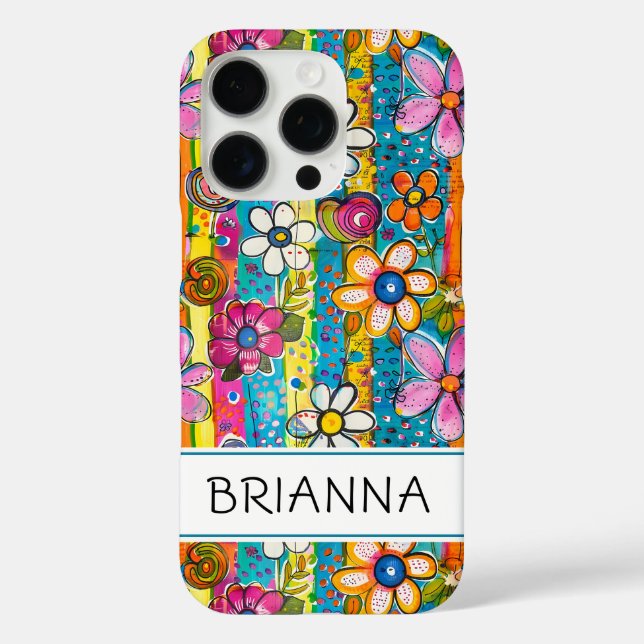 Funda iPhone 16 Pro Hippie Flower Power Personalized (Reverso )