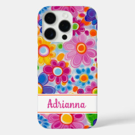 Funda iPhone 16 Pro Hippie Retro Groovy Floral Personalizado