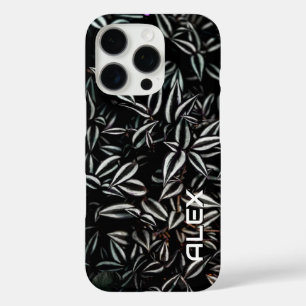 Funda iPhone 16 Pro Hoja oscura con bordes blancos