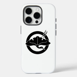 Funda iPhone 16 Pro Hojas de ginkgo en forma de grana en círculo