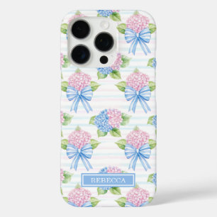 Funda iPhone 16 Pro Hortensias azules y rosadas 