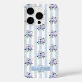 Funda iPhone 16 Pro Hortensias Azules y Rosas Monogramadas