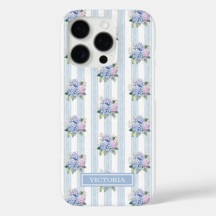 Funda iPhone 16 Pro Hortensias Azules y Rosas Monogramadas