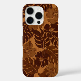 Funda iPhone 16 Pro Huakini Bay Hawaiian Hibiscus Vintage Faux Wood