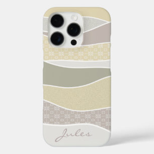 Funda iPhone 16 Pro Huelga de curva verde rosa amarilla Abstract Waves