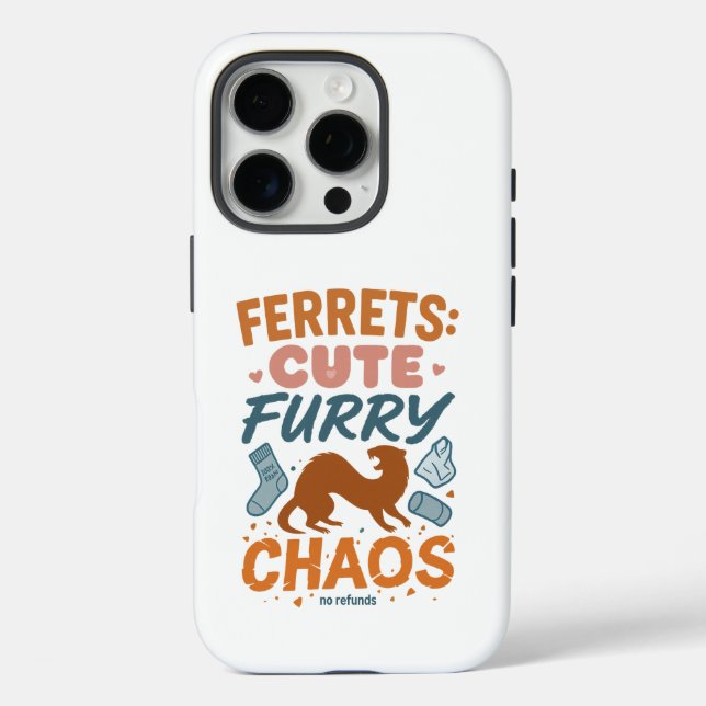 Funda iPhone 16 Pro Hurones: Lindos, Peludos, Caos (Reverso )