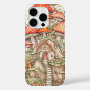 Funda iPhone 16 Pro Ilustración artística de vivienda de hongos creati