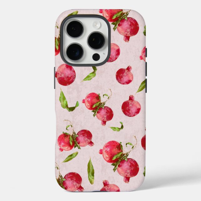 Funda iPhone 16 Pro Ilustración botánica de granada dibujada a mano (Reverso )
