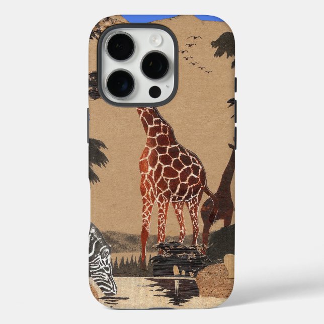 Funda iPhone 16 Pro Imagen de Mapa de Vida Silvestre de Uganda (Reverso )