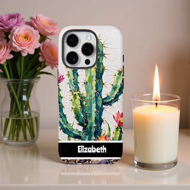 Funda iPhone 16 Pro Impasto texturizado Cactus Bloom Smartphone (Subido por el creador)