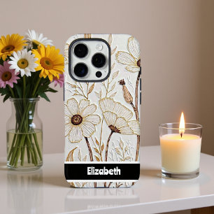 Funda iPhone 16 Pro Impasto texturizado con smartphone floral