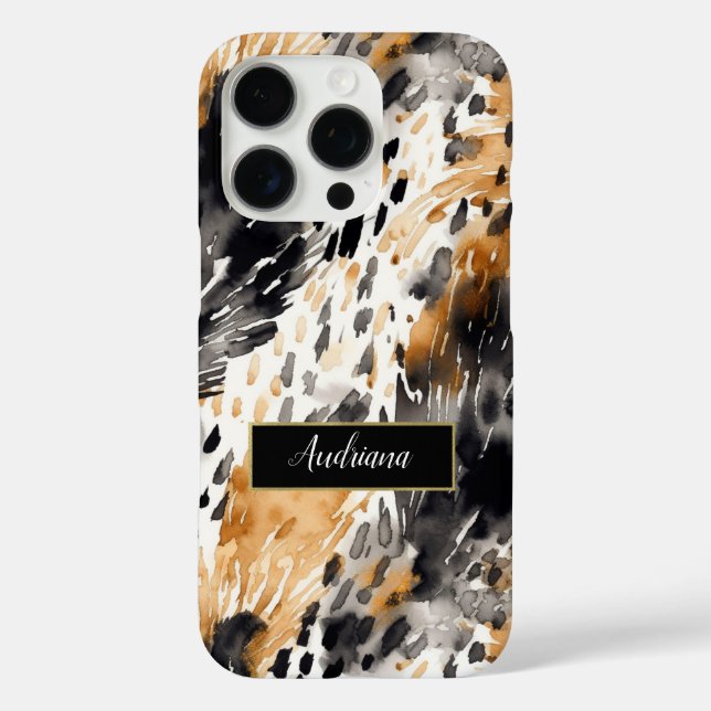 Funda iPhone 16 Pro Impresión de animales salvajes de leopardo negro d (Reverso )