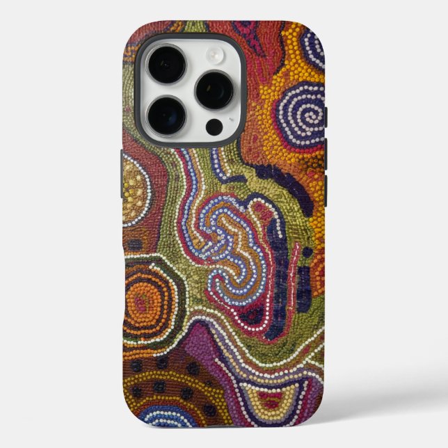 Funda iPhone 16 Pro Impresión de arte indígena cautivadora (Reverso )