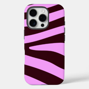 Funda iPhone 16 Pro Impresión de cebra marrón y rosa
