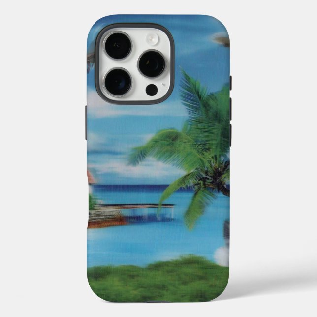 Funda iPhone 16 Pro Impresión de escenas de playa tropical (Reverso )
