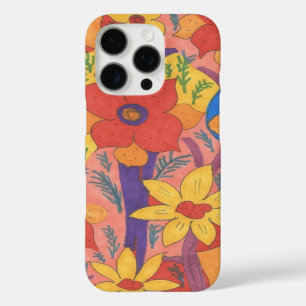 Funda iPhone 16 Pro Impresión de jardín naranja bohemio audaz