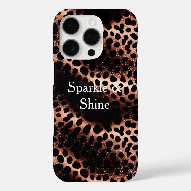 Funda iPhone 16 Pro Impresión de Leopardo Negro de Oro Rosa (Reverso )