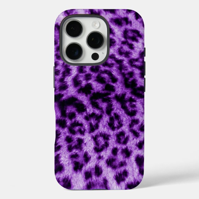 Funda iPhone 16 Pro Impresión de leopardo púrpura (Reverso )