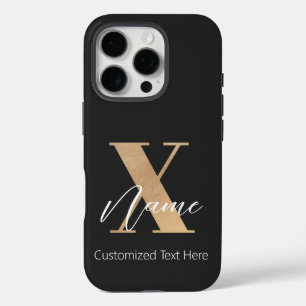 Funda iPhone 16 Pro Inicial X y nombre personalizados modernos con mon