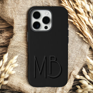 Funda iPhone 16 Pro Iniciales modernas de monograma negro contemporáne