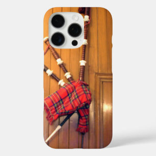 Funda iPhone 16 Pro Instrumento musical escocés Bagpipe Tartan Plaid