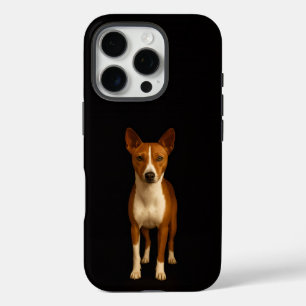 Funda iPhone 16 Pro iPhone 16 Pro Negro 4 Luxe, Perro Basenji Elegante
